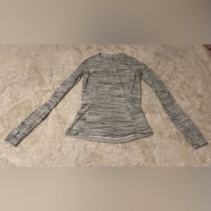 Lululemon Runderful Long Sleeve 6 Womens Space Dye Camo White Silver Spoon